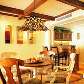 Lámpara de araña victoriana con forma de campana de cristal tallado en rojo, 2 lámparas para dormitorio